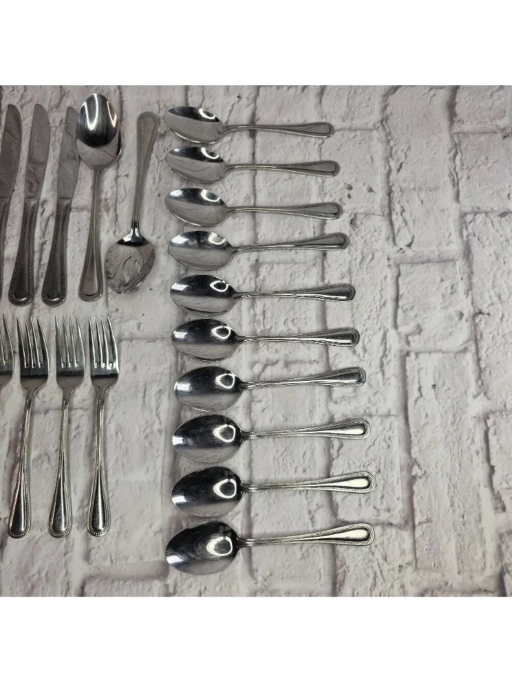 Cuisinart 18/10 Stainless Flatware Set of 46 Pieces Mixed w/ Beaded Edge Design